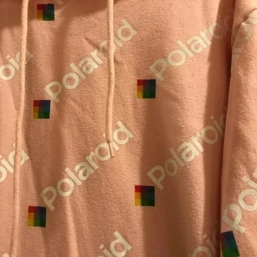 Polaroid Brand Women's Pink Logo Hoodie Sweatshirt Size Medium - Picture 3 of 9
